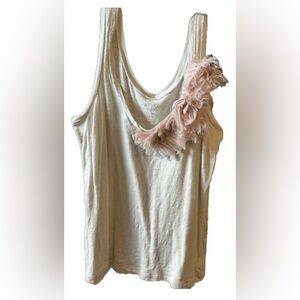 Old Navy Cream Asymmetrical Ruffled Tank Top